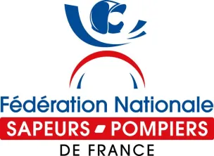 Logo of the National Federation of Firefighters of France (Fédération Nationale Sapeurs-Pompiers de France), featuring a blue stylized 'C' at the top and a red semicircle below, representing the organization's official emblem.