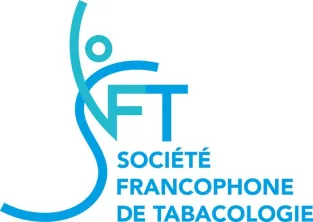 Logo of the French-speaking Tobacco Society (Société Francophone de Tabacologie) featuring a stylized figure and blue typography