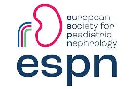 Logo of the European Society for Pediatric Nephrology (ESPN), featuring a stylized pink kidney icon and blue text
