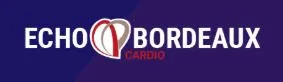 Echo Bordeaux logo with a stylized heart icon and red accents on a dark blue background, representing the cardiology conference