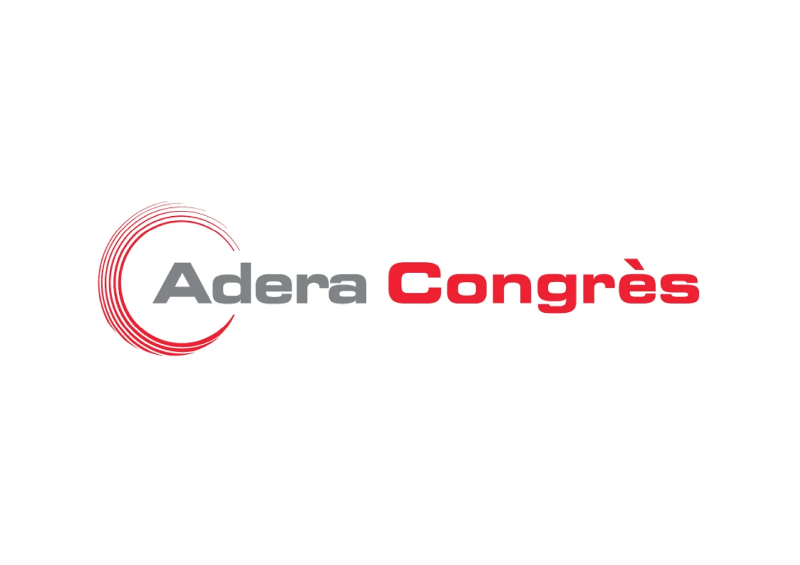 Adera Congrès logo featuring a red spiral circle design and gray and red text