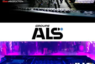 Professional DJ and event production equipment showcasing ALS Production and ALS Animation services, featuring mixing consoles, controllers, and stage lighting in Bordeaux.