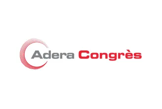 Adera Congrès logo featuring a red spiral circle design and gray and red text